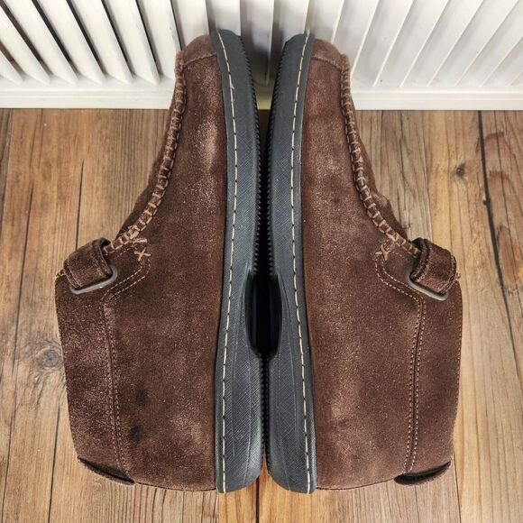 Jeffrey Fitzhugh Ankle Boots Mens 11.5 Brown Suede Moc Toe Faux Fur Lined Casual